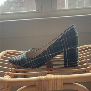 Ann Taylor Plaid Green Block Heels